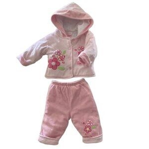 Nannette 2-Piece Padded Floral Matching Hooded Outfit Set 3-6 Months